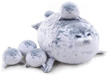 "Caution: Hug Magnet — The Seal Pillow"